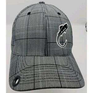 unique flex-fit checkered gray hat fishing fish Embroidered SMALL-MEDIUM